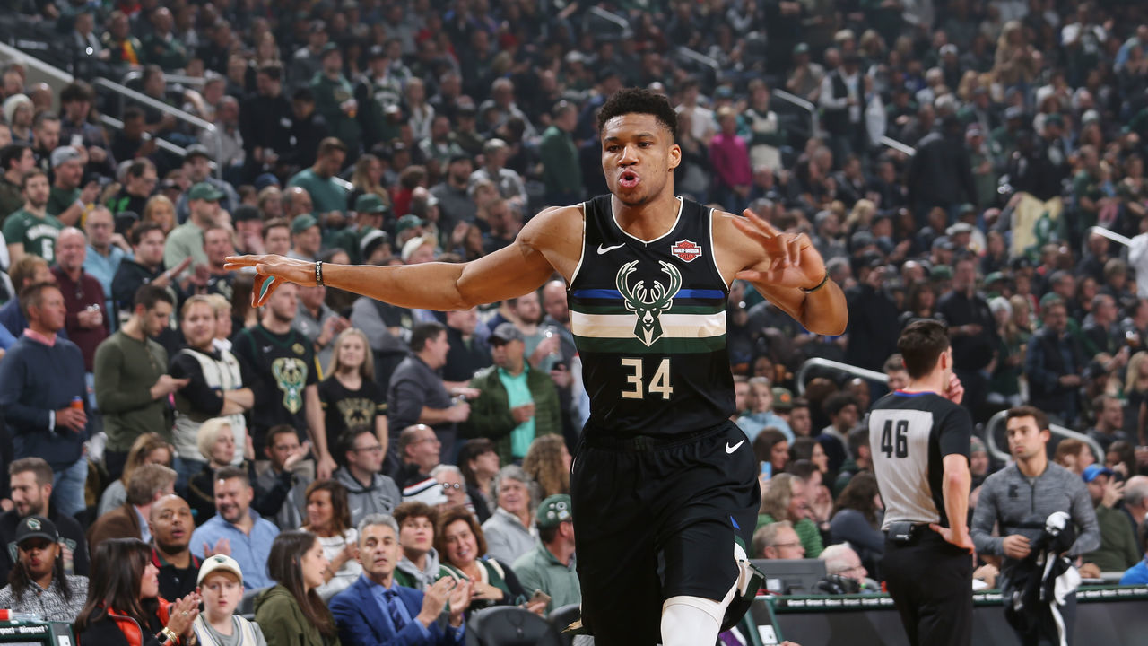 MILWAUKEE, WI - DECEMBER 6: Giannis Antetokounmpo #34 of the Milwaukee Bucks seen prior to the game against the LA Clippers on December 6, 2019 at the Fiserv Forum Center in Milwaukee, Wisconsin. Mandatory Copyright Notice: Copyright 2019 NBAE .