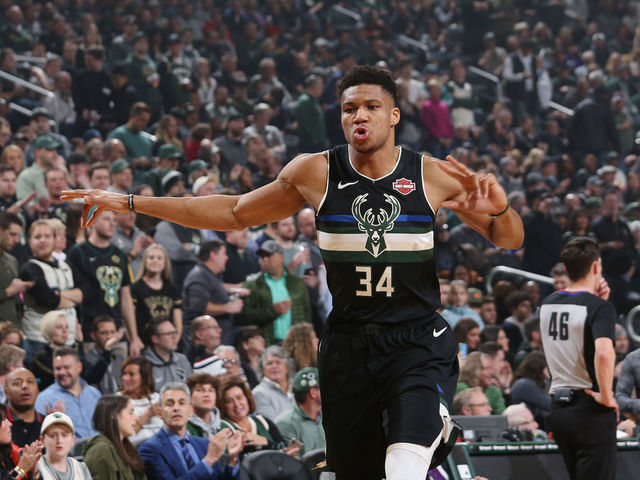 MILWAUKEE, WI - DECEMBER 6: Giannis Antetokounmpo #34 of the Milwaukee Bucks seen prior to the game against the LA Clippers on December 6, 2019 at the Fiserv Forum Center in Milwaukee, Wisconsin. Mandatory Copyright Notice: Copyright 2019 NBAE .