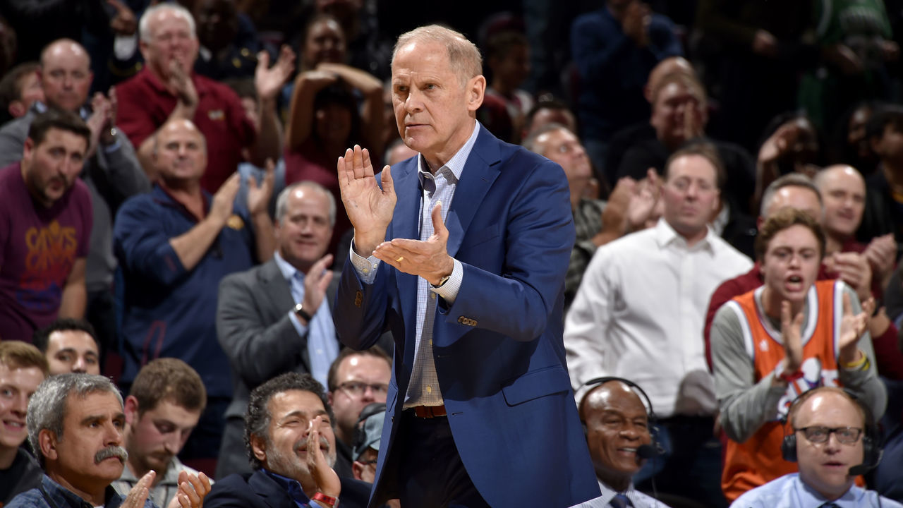 CLEVELAND, OH - NOVEMBER 5: Head Coach John Beilein of the Cleveland Cavaliers reacts to a play during the game against the Boston Celtics on November 5, 2019 at Quicken Loans Arena in Cleveland, Ohio. NOTE TO USER: User expressly acknowledges and agrees that, by downloading and/or using this Photograph, user is consenting to the terms and conditions of the Getty Images License Agreement. Mandatory Copyright Notice: Copyright 2019 NBAE