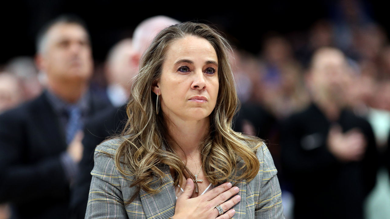 DALLAS, TEXAS - NOVEMBER 18: Assistant coach Becky Hammon of the San Antonio Spurs at American Airlines Center on November 18, 2019 in Dallas, Texas.