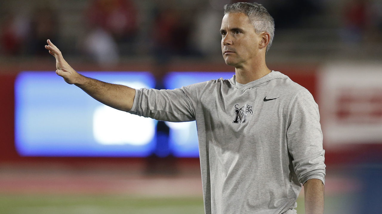HOUSTON, TX - NOVEMBER 16: Head coach Mike Norvell of the Memphis Tigers reacts in the fourth quarter against the Houston Cougars at TDECU Stadium on November 16, 2019 in Houston, Texas.