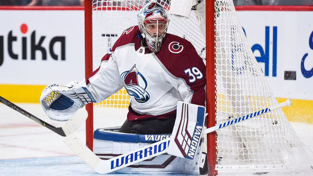 MONTREAL, QC - DECEMBER 05: Colorado Avalanche goalie Pavel Francouz (39) tracks the play during the Colorado Avalanche versus the Montreal Canadiens game on December 05, 2019, at Bell Centre in Montreal, QC