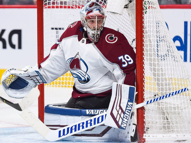 MONTREAL, QC - DECEMBER 05: Colorado Avalanche goalie Pavel Francouz (39) tracks the play during the Colorado Avalanche versus the Montreal Canadiens game on December 05, 2019, at Bell Centre in Montreal, QC