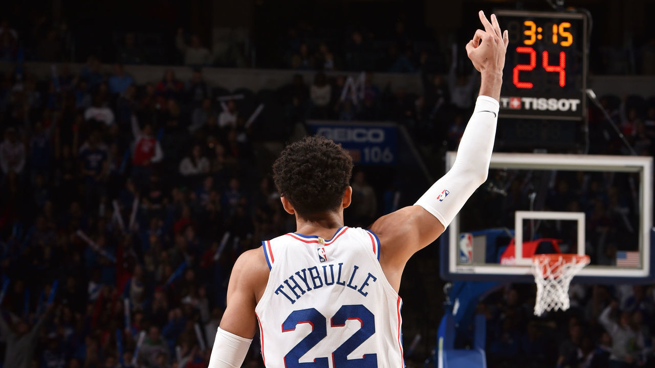 PHILADELPHIA, PA - DECEMBER 8: Matisse Thybulle #22 of the Philadelphia 76ers reacts during a game against the Toronto Raptors on December 8, 2019 at the Wells Fargo Center in Philadelphia, Pennsylvania NOTE TO USER: User expressly acknowledges and agrees that, by downloading and/or using this Photograph, user is consenting to the terms and conditions of the Getty Images License Agreement. Mandatory Copyright Notice: Copyright 2019 NBAE