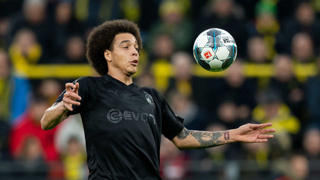 DORTMUND, GERMANY - DECEMBER 07: Axel Witsel of Borussia Dortmund controls the ball during the Bundesliga match between Borussia Dortmund and Fortuna Duesseldorf at Signal Iduna Park on December 7, 2019 in Dortmund, Germany.