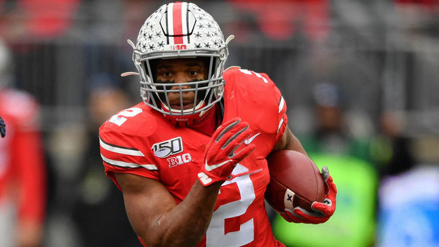 COLUMBUS, OH - NOVEMBER 23: J.K. Dobbins #2 of the Ohio State Buckeyes runs with the ball against the Penn State Nittany Lions at Ohio Stadium on November 23, 2019 in Columbus, Ohio.
