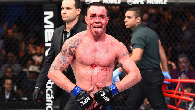 SAO PAULO, BRAZIL - OCTOBER 28: Colby Covington celebrates after defeating Demian Maia of Brazil in their welterweight bout during the UFC Fight Night event inside the Ibirapuera Gymnasium on October 28, 2017 in Sao Paulo, Brazil.