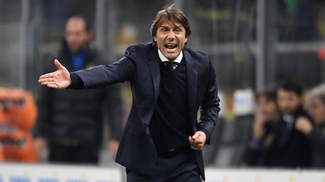 STADIO SAN SIRO, MILANO, ITALY - 2019/11/09: Antonio Conte coach of FC Internazionale reacts during the Serie A football match between FC Internazionale and Hellas Verona. FC Internazionale won over Hellas Verona 2-1.
