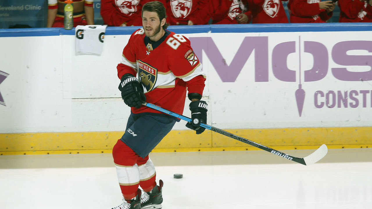 SUNRISE, FL - NOVEMBER 24: Mike Hoffman #68 of the Florida Panthers skates prior to the game against the Buffalo Sabres at the BB&T Center on November 24, 2019 in Sunrise, Florida. The Sabres defeated the Panthers 5-2.