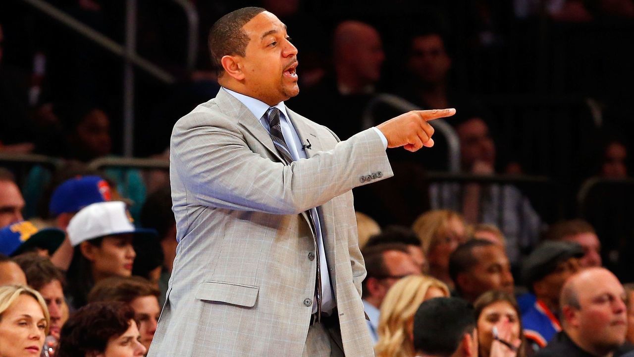 NEW YORK, NY - FEBRUARY 28: (NEW YORK DAILIES OUT) Head coach Mark Jackson of the Golden State Warriors in action against the New York Knicks at Madison Square Garden on February 28, 2014 in New York City. The Warriors defeated the Knicks 126-103. NOTE TO USER: User expressly acknowledges and agrees that, by downloading and/or using this Photograph, user is consenting to the terms and conditions of the Getty Images License Agreement.