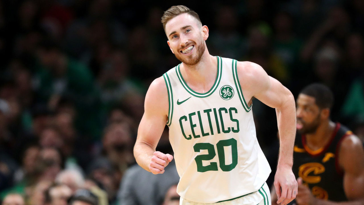 BOSTON, MASSACHUSETTS - DECEMBER 09: Gordon Hayward #20 of the Boston Celtics smiles during the second half of the game against the Cleveland Cavaliers at TD Garden on December 09, 2019 in Boston, Massachusetts. The Celtics defeat the Cavaliers 110-88.