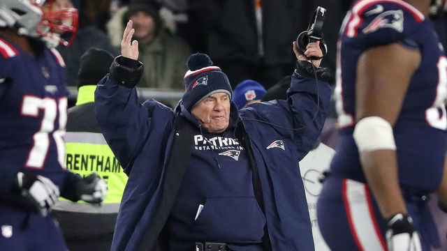 FOXBOROUGH, MA - DECEMBER 8: New England Patriots head coach Bill Belichick reacts on the sidelines during the third quarter. The New England Patriots host the Kansas City Chiefs in a regular season NFL football game at Gillette Stadium in Foxborough, MA on Dec. 8, 2019.