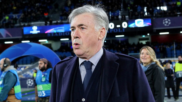 NAPLES, ITALY - DECEMBER 10: Carlo Ancelotti head coach of SSC Napoli looks on during the UEFA Champions League group E match between SSC Napoli and KRC Genk at Stadio San Paolo on December 10, 2019 in Naples, Italy.