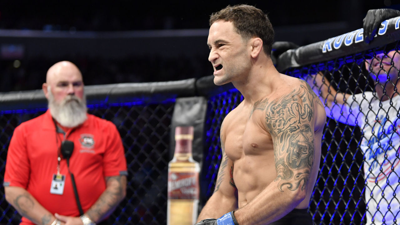 EDMONTON, ALBERTA - JULY 27: Frankie Edgar prepares to fight Max Holloway in their UFC featherweight championship bout during the UFC 240 event at Rogers Place on July 27, 2019 in Edmonton, Alberta, Canada.