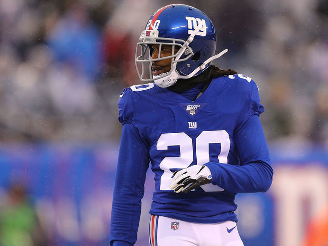 EAST RUTHERFORD, NEW JERSEY - DECEMBER 01: Janoris Jenkins #20 of the New York Giants in action against the Green Bay Packers at MetLife Stadium on December 01, 2019 in East Rutherford, New Jersey.Green Bay Packers defeated the New York Giants 35-17.