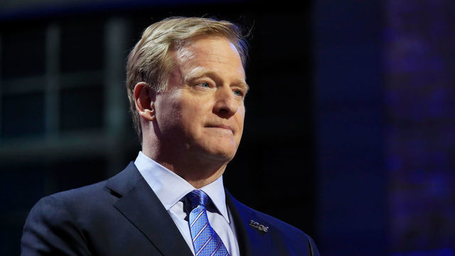 NASHVILLE, TENNESSEE - APRIL 25: NFL Commissioner Roger Goodell speaks during the first round of the 2019 NFL Draft on April 25, 2019 in Nashville, Tennessee.