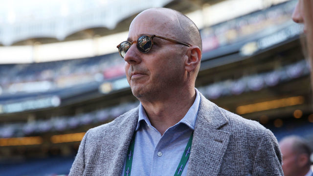 BRONX, NY - OCTOBER 15: New York Yankees General Manager Brian Cashman looks on prior to Game 3 of the ALCS between the Houston Astros and the New York Yankees at Yankee Stadium on Tuesday, October 15, 2019 in the Bronx borough of New York City.