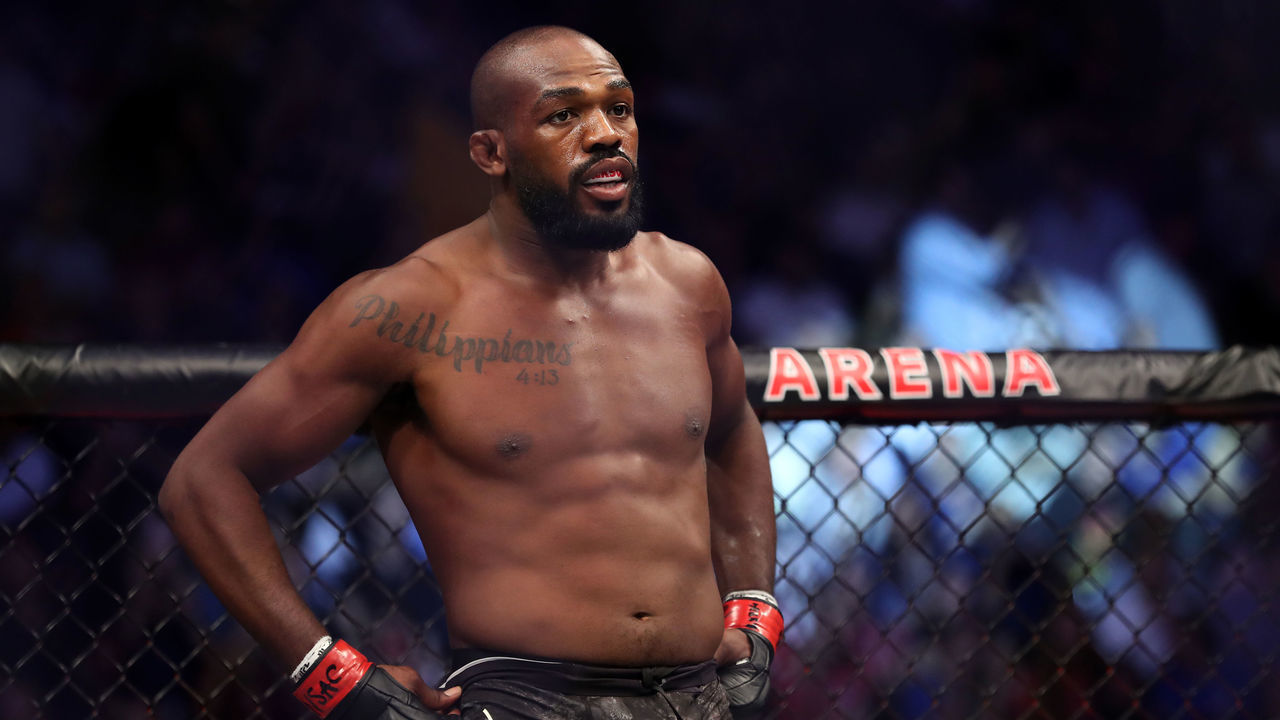 LAS VEGAS, NEVADA - JULY 06: Jon Jones of the United States looks on prior to his UFC Light Heavyweight Title bout against Thiago Santos of Brazil at T-Mobile Arena on July 06, 2019 in Las Vegas, Nevada. Jones defeated Santos by decision.