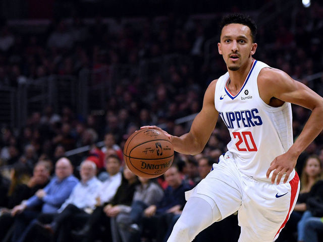 LOS ANGELES, CALIFORNIA - NOVEMBER 11: Landry Shamet #20 of the LA Clippers dribbles during a 98-88 Clippers win over the Toronto Raptors at Staples Center on November 11, 2019 in Los Angeles, California. NOTE TO USER: User expressly acknowledges and agrees that, by downloading and/or using this photograph, user is consenting to the terms and conditions of the Getty Images License Agreement.