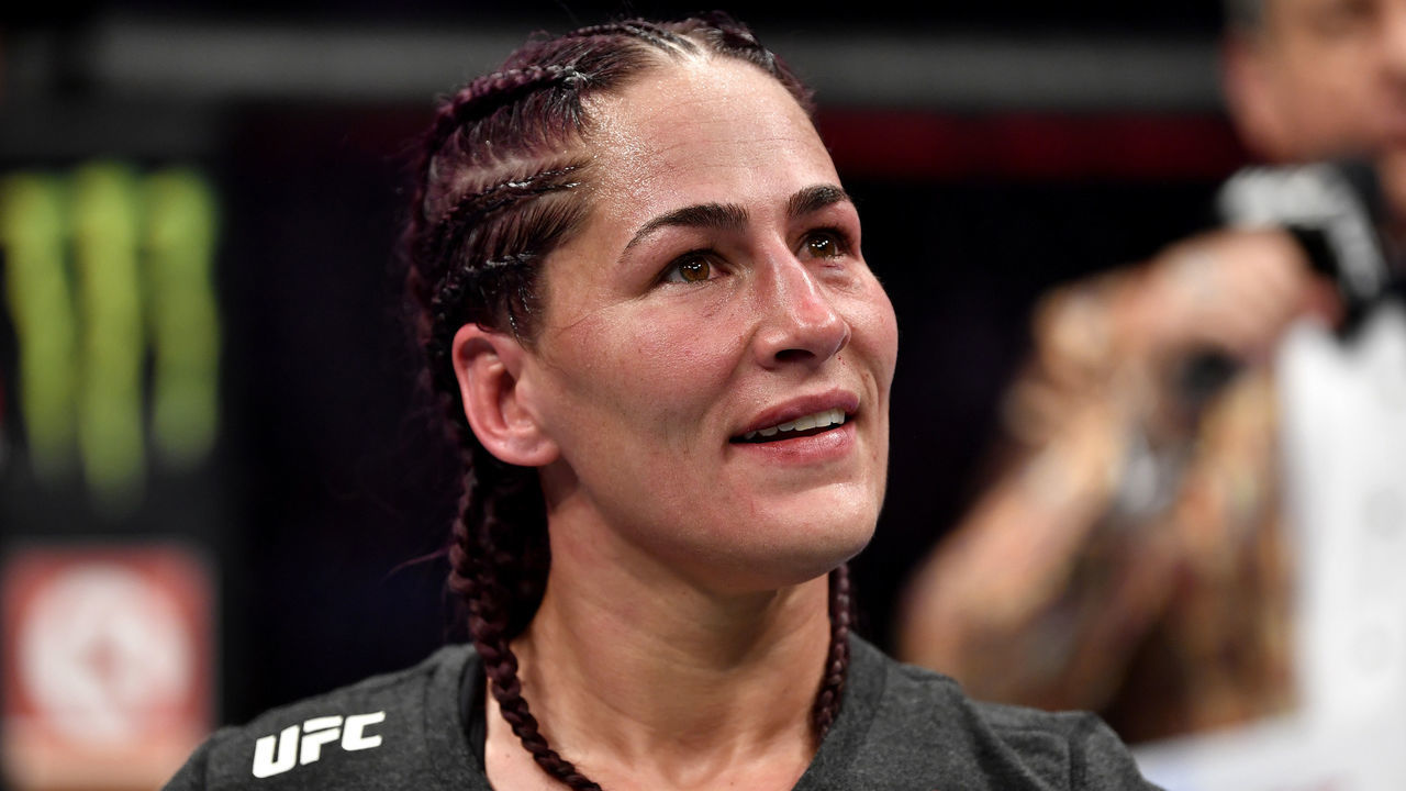 LAS VEGAS, NEVADA - DECEMBER 14: Jessica Eye waits for the decision in her women's flyweight bout during the UFC 245 event at T-Mobile Arena on December 14, 2019 in Las Vegas, Nevada.