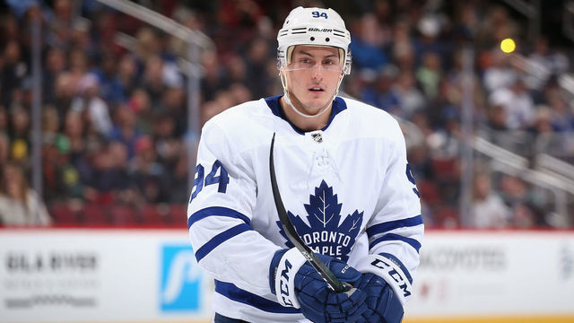 GLENDALE, ARIZONA - NOVEMBER 21: Tyson Barrie #94 of the Toronto Maple Leafs during the NHL game against the Arizona Coyotes at Gila River Arena on November 21, 2019 in Glendale, Arizona. The Maple Leafs defeated the Coyotes 3-1.