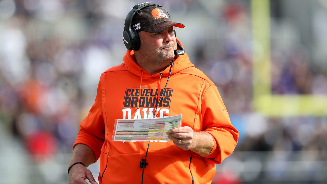BALTIMORE, MARYLAND - SEPTEMBER 29: Head coach Freddie Kitchens of the Cleveland Browns looks on against the Baltimore Ravens in the second half at M&T Bank Stadium on September 29, 2019 in Baltimore, Maryland.
