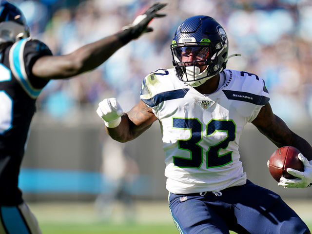 December 15, 2019: Seattle Seahawks wide receiver D.K. Metcalf (14) pulls  in the touchdown against the Carolina Panthers in the first quarter of the  NFL matchup at Bank of America Stadium in