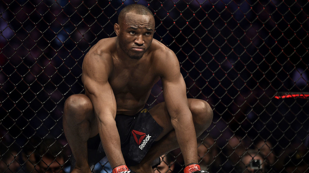LAS VEGAS, NEVADA - DECEMBER 14: Kamaru Usman of Nigeria enters the octagon during the UFC 245 event at T-Mobile Arena on December 14, 2019 in Las Vegas, Nevada.