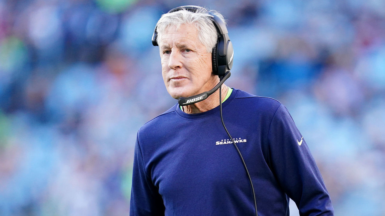 CHARLOTTE, NORTH CAROLINA - DECEMBER 15: Head coach Pete Carroll of the Seattle Seahawks during the third quarter during their game against the Carolina Panthers at Bank of America Stadium on December 15, 2019 in Charlotte, North Carolina.