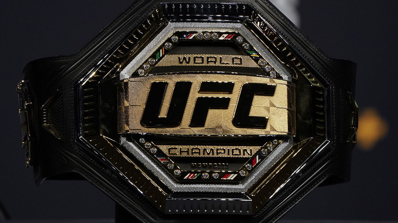 LAS VEGAS, NEVADA - DECEMBER 13: A general view of a UFC championship belt prior to the UFC 247 press conference at T-Mobile Arena on December 13, 2019 in Las Vegas, Nevada.