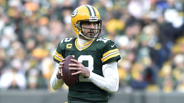 GREEN BAY, WISCONSIN - DECEMBER 08: Aaron Rodgers #12 of the Green Bay Packers looks to pass against the Washington Redskins at Lambeau Field on December 08, 2019 in Green Bay, Wisconsin.