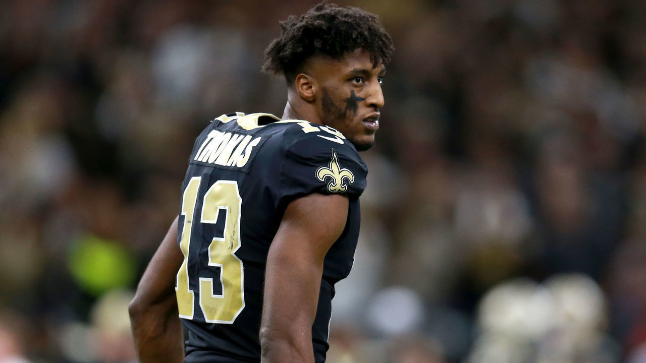 NEW ORLEANS, LOUISIANA - NOVEMBER 24: Michael Thomas #13 of the New Orleans Saints in stands on the field during a NFL game against the Carolina Panthers at the Mercedes Benz Superdome on November 24, 2019 in New Orleans, Louisiana.