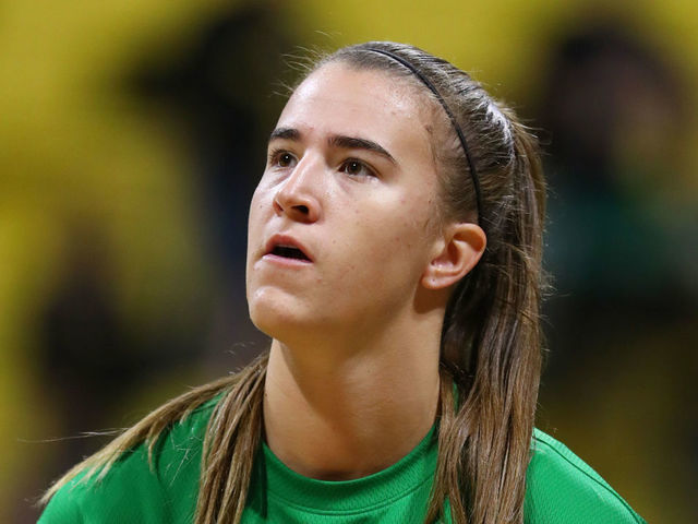 LONG BEACH, CALIFORNIA - DECEMBER 14: Sabrina Ionescu #20 of the Oregon Ducks in action during practice prior to the game against Long Beach State at Walter Pyramid on December 14, 2019 in Long Beach, California.