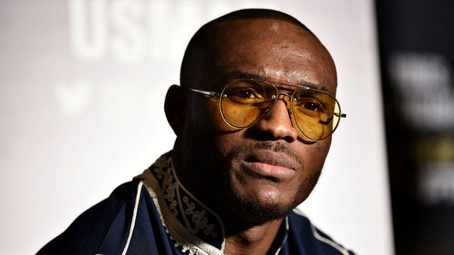 LAS VEGAS, NEVADA - DECEMBER 12: Kamaru Usman of Nigeria speaks to the media during the UFC 245 Ultimate Media Day at the Red Rock Casino Resort on December 12, 2019 in Las Vegas, Nevada.