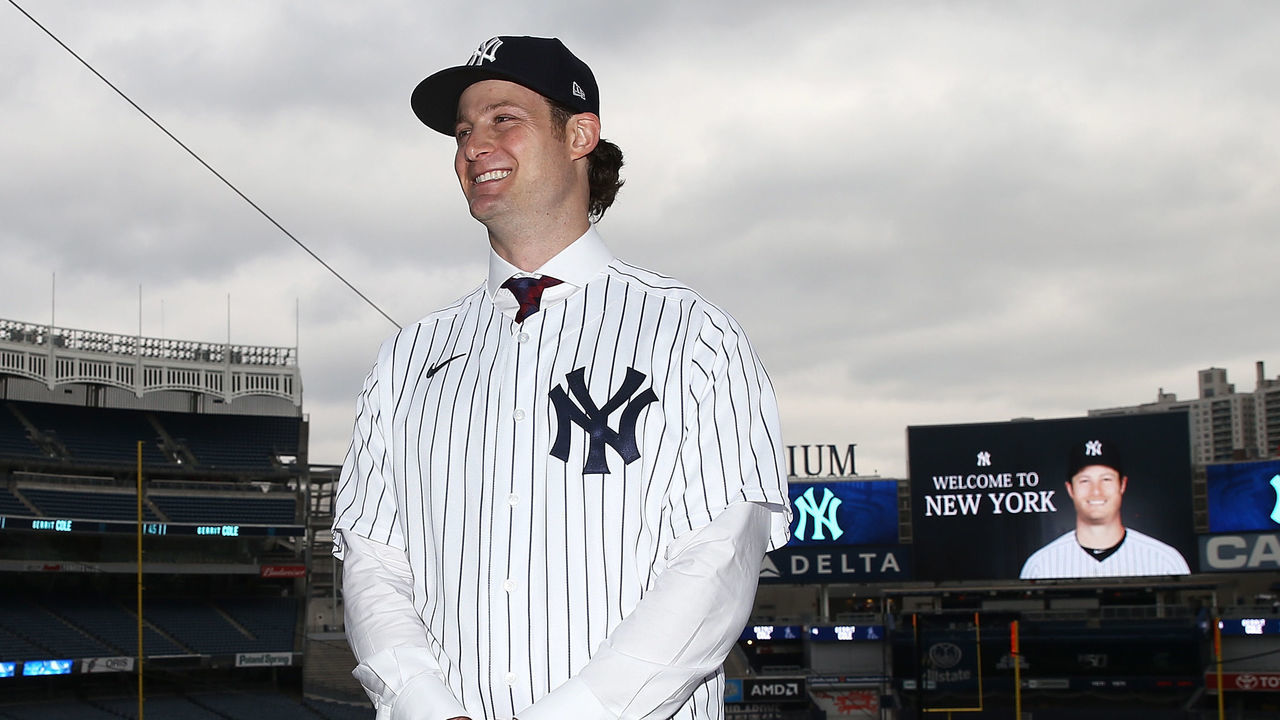 NEW YORK, NEW YORK - DECEMBER 18: Gerrit Cole pose for a photo at Yankee Stadium during a press conference at Yankee Stadium on December 18, 2019 in New York City.