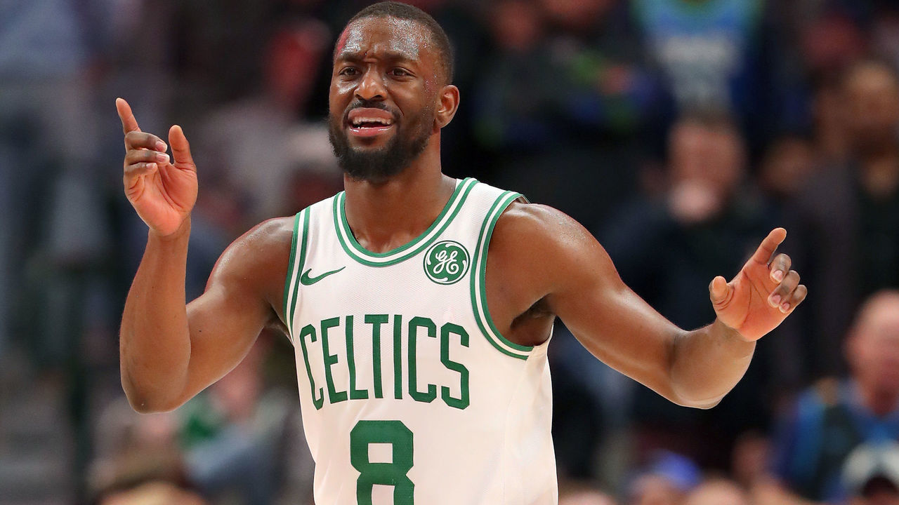 DALLAS, TEXAS - DECEMBER 18: Kemba Walker #8 of the Boston Celtics reacts against the Dallas Mavericks in the second half at American Airlines Center on December 18, 2019 in Dallas, Texas.