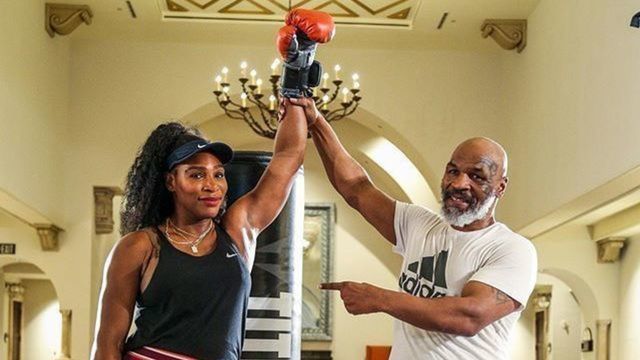 Serena gets boxing lesson from Mike Tyson