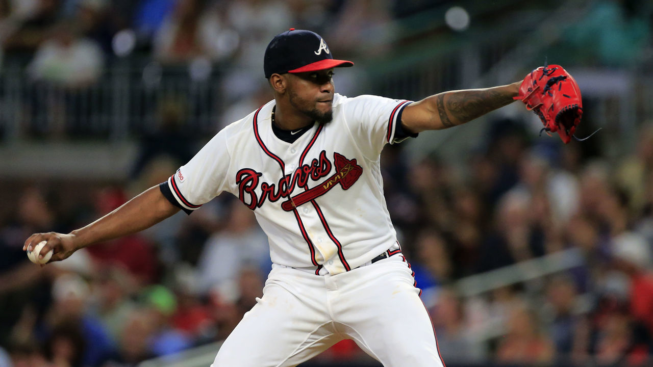ATLANTA, GA - SEPTEMBER 18: Atlanta Braves Starting pitcher Julio Teheran (49) during the MLB game between the Atlanta Braves and the Philadelphia Phillies on September 18, 2019 at SunTrust Park in Atlanta, GA.
