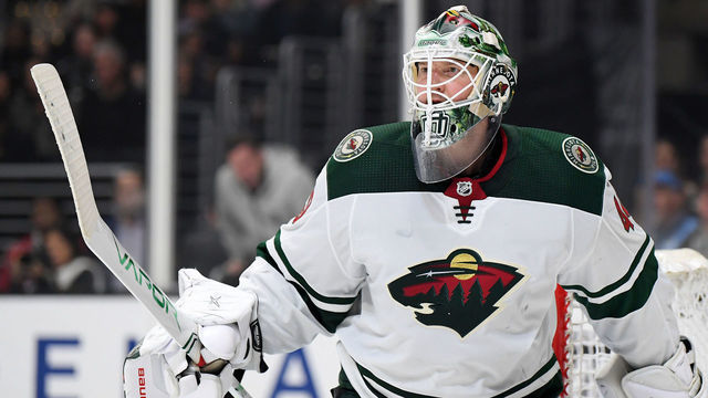 LOS ANGELES, CALIFORNIA - NOVEMBER 12: Devan Dubnyk #40 of the Minnesota Wild in goal during a 3-1 loss to the Los Angeles Kings at Staples Center on November 12, 2019 in Los Angeles, California.