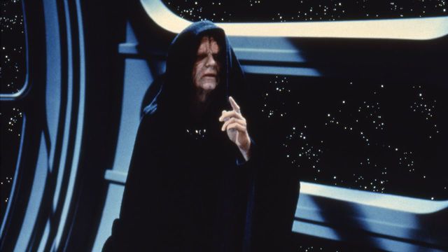 Scottish actor Ian McDiarmid on the set of Star Wars: Episode VI - Return of the Jedi directed by Welsh Richard Marquand.