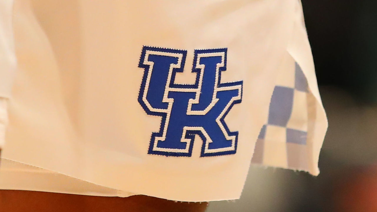 NEW YORK, NY - NOVEMBER 05: A general view of the Kentucky Wildcats logo during the second half of the 2019 State Farm Champions Classic college basketball game between the Michigan State Spartans and the Kentucky Wildcats on November 5, 2019 at Madison Square Garden in New York, NY.