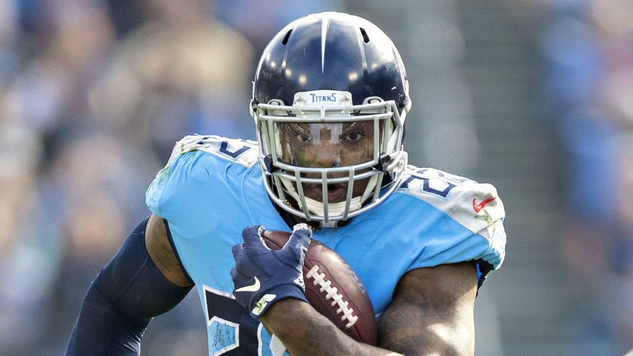 NASHVILLE, TN - DECEMBER 15: Derrick Henry #22 of the Tennessee Titans runs the ball during a game against the Houston Texans at Nissan Stadium on December 15, 2019 in Nashville, Tennessee. The Texans defeated the Titans 24-21.