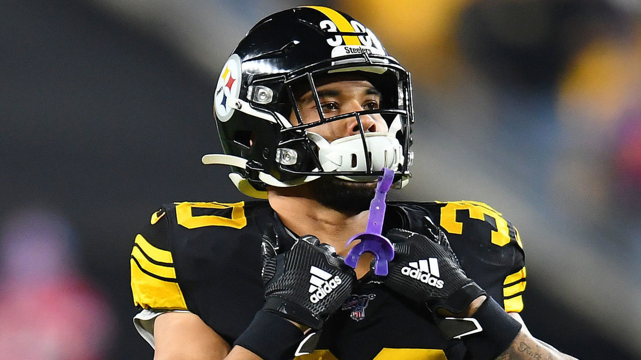 PITTSBURGH, PENNSYLVANIA - DECEMBER 15: James Conner #30 of the Pittsburgh Steelers warms up before the game against the Buffalo Bills at Heinz Field on December 15, 2019 in Pittsburgh, Pennsylvania.