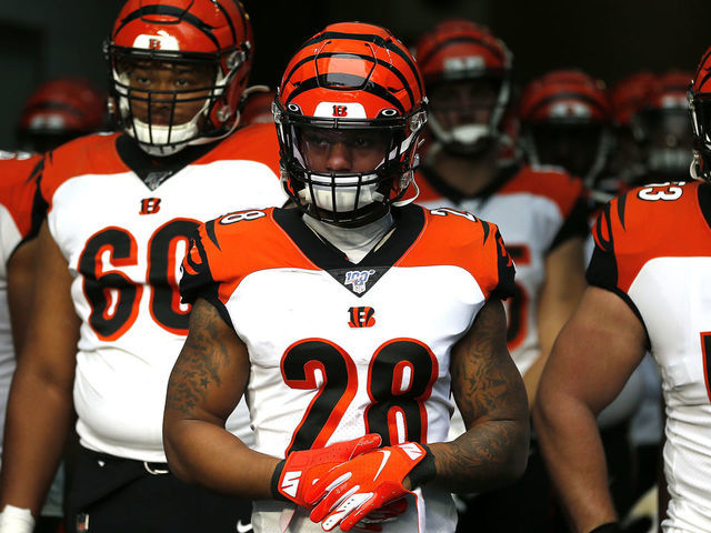 MIAMI, FLORIDA - DECEMBER 22: Joe Mixon #28 of the Cincinnati Bengals waits to take the field against the Miami Dolphins at Hard Rock Stadium on December 22, 2019 in Miami, Florida.