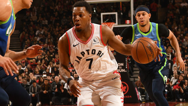 TORONTO, CANADA - DECEMBER 22: Kyle Lowry #7 of the Toronto Raptors handles the ball against the Dallas Mavericks on December 22, 2019 at the Scotiabank Arena in Toronto, Ontario, Canada. Mandatory Copyright Notice: Copyright 2019 NBAE