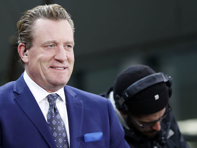 BOSTON, MA - MAY 29: NBCSN's Jeremy Roenick checks his phone before Game 2 of the 2019 Stanley Cup Finals between the Boston Bruins and the St. Louis Blues on May 29, 2019, at TD Garden in Boston, Massachusetts.