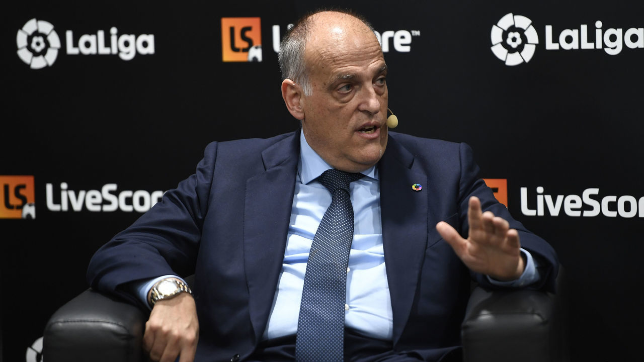 Javier Tebas, President of Liga attends a conference about speed and innovation in football on September 12, 2019 in Madrid.