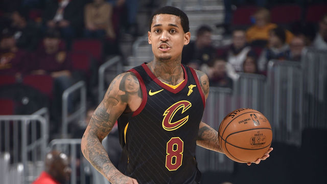 CLEVELAND, OH - DECEMBER 18: Jordan Clarkson #8 of the Cleveland Cavaliers dribbles the ball up court against the Charlotte Hornets on December 18, 2019 at Rocket Mortgage FieldHouse in Cleveland, Ohio. NOTE TO USER: User expressly acknowledges and agrees that, by downloading and/or using this Photograph, user is consenting to the terms and conditions of the Getty Images License Agreement. Mandatory Copyright Notice: Copyright 2019 NBAE