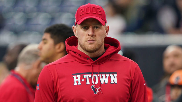 HOUSTON, TX - DECEMBER 08: Houston Texans defensive end J.J. Watt (99) looks over before the NFL game between the Denver Broncos and Houston Texans on December 8, 2019 at NRG Stadium in Houston, TX.