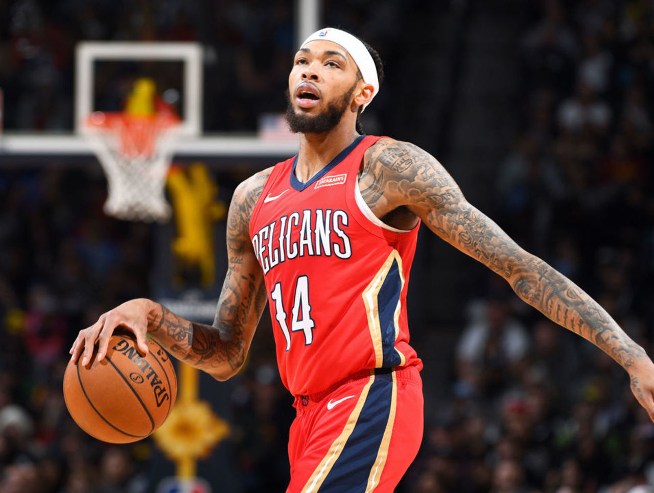 DENVER, CO - DECEMBER 25: Brandon Ingram #14 of the New Orleans Pelicans ha...